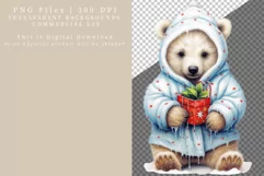 Polar bear clipart, Bear clipart, Christmas clipart, Product Image 2