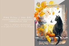 Autumn window clipart, Autumn sublimation, Cat clipart Product Image 2