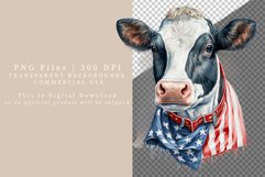 Holstein cow clipart, Patriotic cow clipart, Watercolor Product Image 2