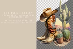 Cowboy boots clipart, Cowboy hat clipart, Watercolor clipart Product Image 2