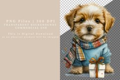 Christmas puppy clipart, Christmas clipart, Dog sublimation Product Image 2