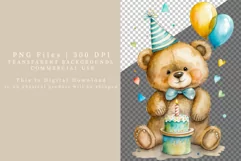 Teddy bear clipart, Birthday clipart, Teddy sublimation Product Image 2