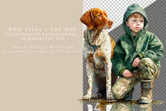 Boy with dog clipart, Hanting boy clipart, Dog clipart Product Image 2