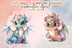 Cute Baby Dragon Watercolor Sublimation Clipart Product Image 5