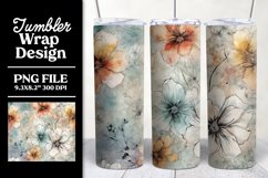 Floral Boho Tumbler Wrap PNG Sublimation Design Product Image 1