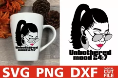Unbothered svg, Mood svg, Woman in Glasses svg, Ponytail svg Product Image 2