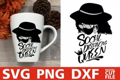 Social Distancing Queen svg, Mask svg, Woman in Glasses svg Product Image 1