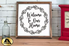 Welcome Home Sign SVG Round Sign SVG Farmhouse Wreath SVG Product Image 2