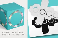 Striped Decorative Circles Cuttable Cube Gift Box SVG EPS AI Product Image 3