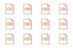 Set Of File Formats Icons Product Image 1