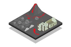Catastrophe concept banner, isometric style Product Image 1
