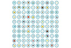 100 document icons set, flat style Product Image 1