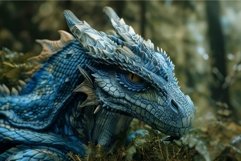 Blue dragon hiding in the forest looking right Product Image 1