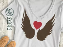 Angel wings cross heart angel svg dxf files to cut Product Image 3