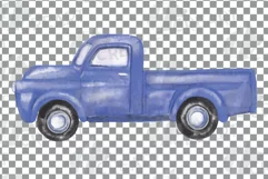 Watercolor colorful truck clip art. Printable pickup cars Product Image 11