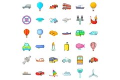 Moving transport icons set, cartoon style Product Image 1