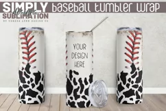 Cow Print Baseball 20 oz Tumbler Wrap | Png Product Image 4