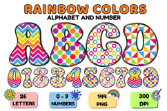 Rainbow Colors Alphabet PNG - Letters and Numbers Clipart Product Image 1