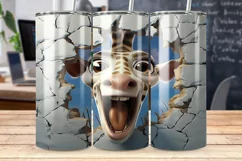 3D Hole In A Wall Giraffe 20 oz Skinny Tumbler Design Product Image 1