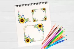 Sunflower Frames Watercolor, Clipart Border Floral Product Image 2