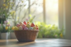 Floral Background, Easter Background, Easter Basket PNG Product Image 1