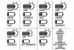Family Battery Levels SVG, Parents Energy SVG,Clipart Battey Product Image 5