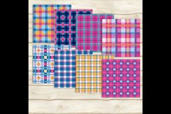 24 Pink and Blue Plaid Digital Papers, Tartan, Gingham Product Image 3