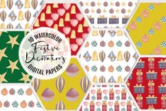 Christmas Decorations Watercolor Seamless Patterns Digital Product Image 1
