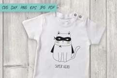 Baby SVG, Super Hero SVG, Cute Cat, doodle illustration Product Image 2