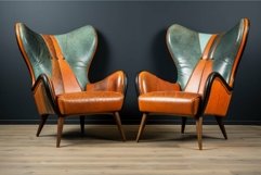 Vintage wingback armchairs in elegant interior Product Image 1