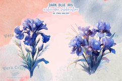 Dark Blue Iris Watercolor Sublimation Clipart Product Image 5