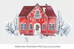 Watercolor Christmas hous sublimation clipart, PNG Product Image 4