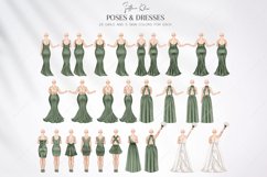 Pale Grass Wedding Clipart, Green Bridesmaids Product Image 5