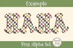 Autumn Checkered Alphabet PNG, Fall Pumpkin Doodle Letters Product Image 4