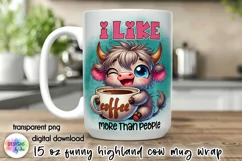 Funny Highland Cow Mug Wrap, Sarcastic Coffee Mug Print Product Image 1