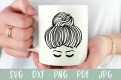 Messy Bun SVG | Girl With Eyelashes SVG | Hair SVG Product Image 2