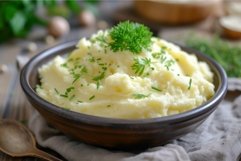 Creamy mashed potatoes in ceramic bowl Product Image 1