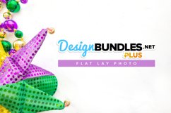 Jester's Hat and Ornaments | Mardi Gras Flat Lay Photo Product Image 1