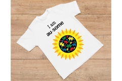 Sunflower Autism SVG. I Am AUSOME SVG DXF PNG Cutting Files Product Image 2