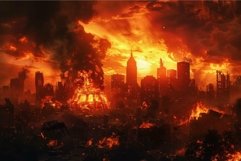 Apocalyptic city destruction at sunset Product Image 1