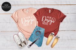 Bella Canvas 3001 Heather Peach &amp; Rust T-Shirt Mockup Product Image 1