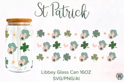 St Patricks Day Glass Can png, Libbey Glass Can Wrap svg Product Image 1