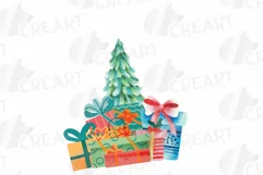 Watercolor Christmas truck clip art. Retro trucks decoration Product Image 8