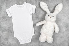 White Baby Bodysuit mock up Easter bunny stock photo Product Image 1