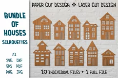 Houses silhouettes. House street silhouette SVG. House SVG. Product Image 1