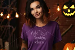 Halloween T-Shirt Mockup for Women, Purple TShirt Mockup, d2 Product Image 2