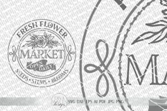 Fresh Flower Market SVG | Round Farmhouse Sign SVG | dxf Product Image 2