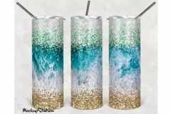 Beach Tumbler Wrap 20oz Skinny Design Sublimation PNG Product Image 1