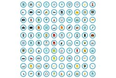 100 web design icons set, flat style Product Image 1