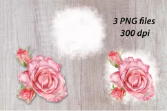 Rose sublimation watercolor png flowers on bleach effect Product Image 2